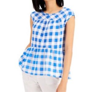 Style & Co. Blue and White Sailor Collar Boxy Blouse
